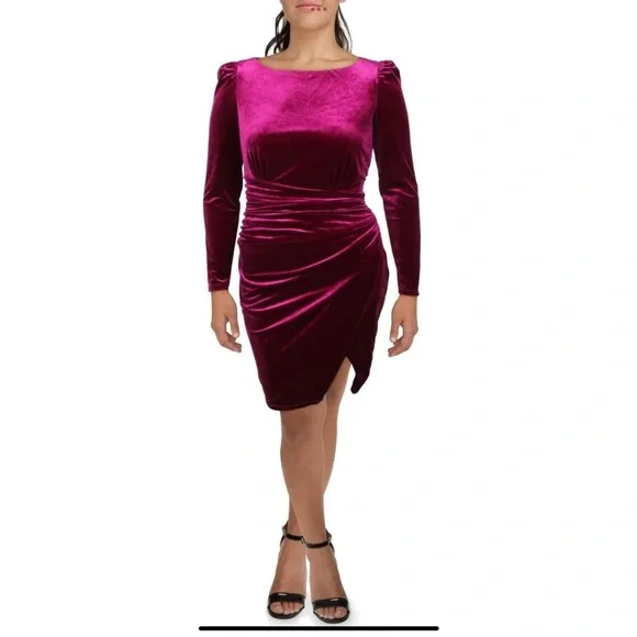 Lauren Ralph Lauren | Dresses | Lauren Ralph Lauren Velvet Puffsleeve Cocktail  Dress Size 8 Purple Boat Neck | Poshmark